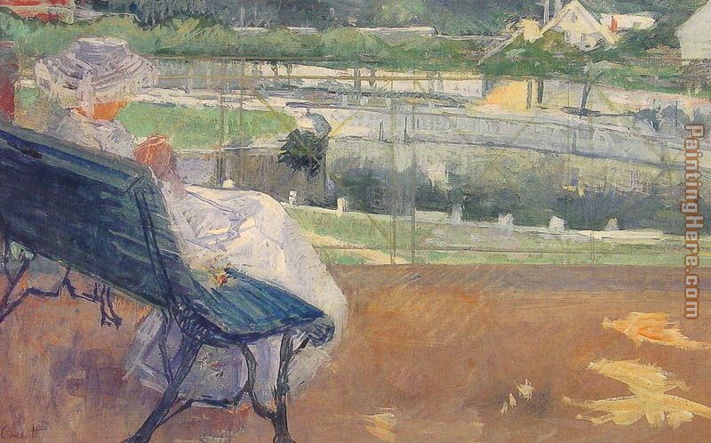 Lydia Seated On A Terrace Crocheting